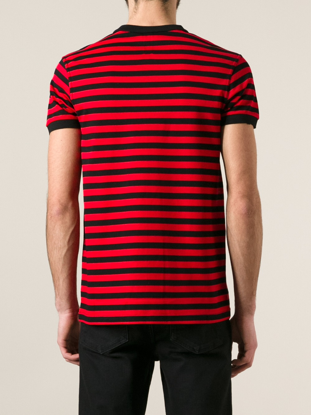 Saint Laurent Striped Polo Shirt in Red for Men | Lyst