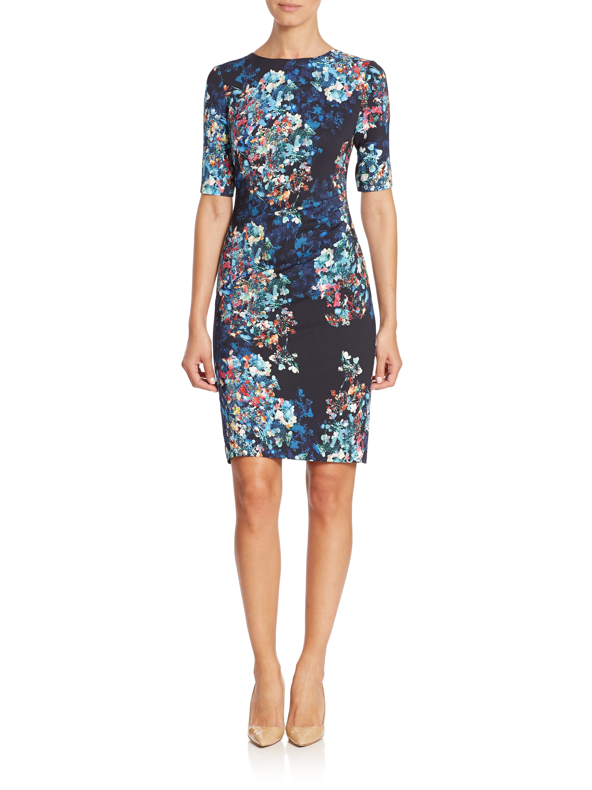 Elbow Sleeve Floralprint Dress Lyst