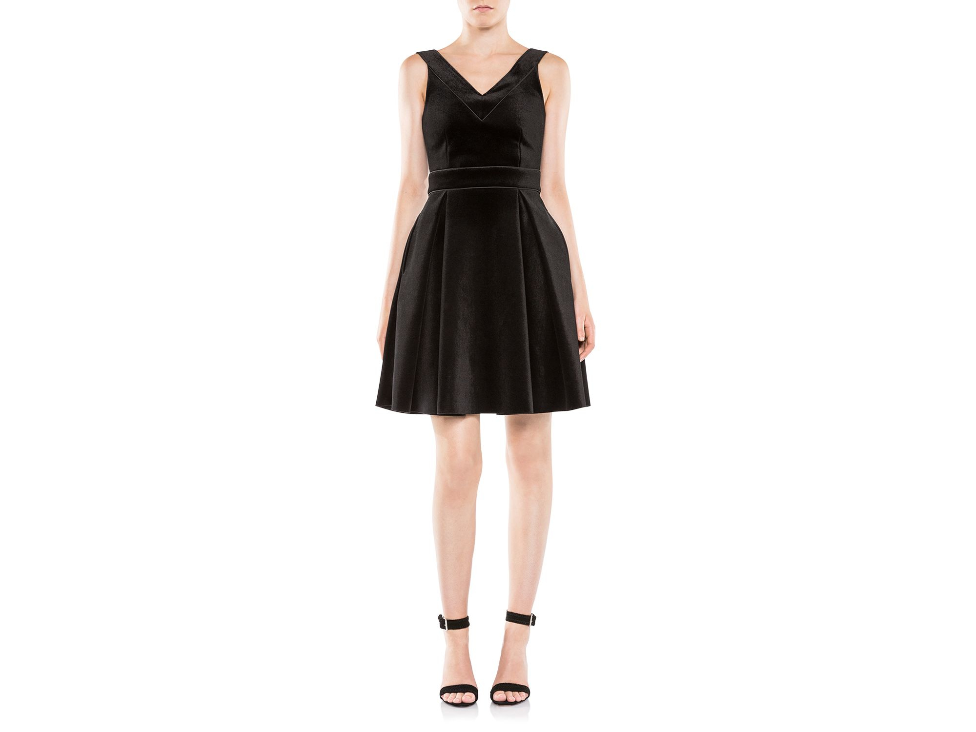 black velvet fit and flare dress