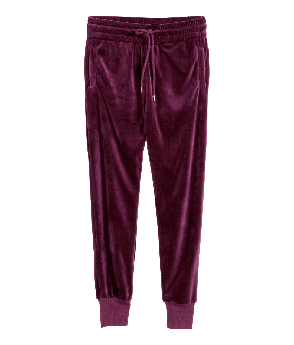 purple velvet joggers