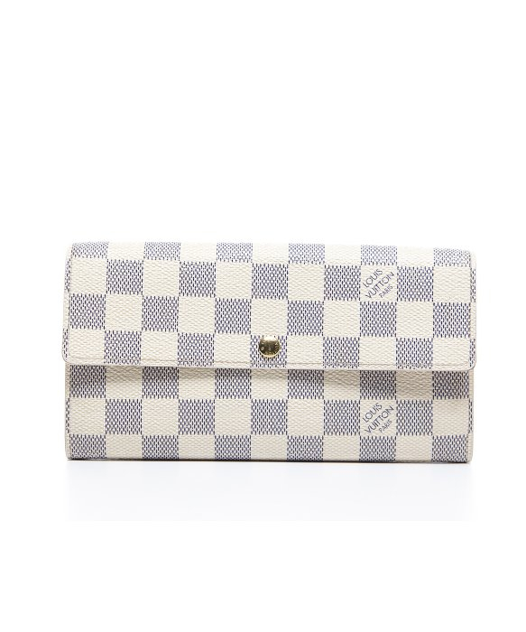 Louis vuitton Pre-owned Damier Azur Sarah Wallet in Gray | Lyst