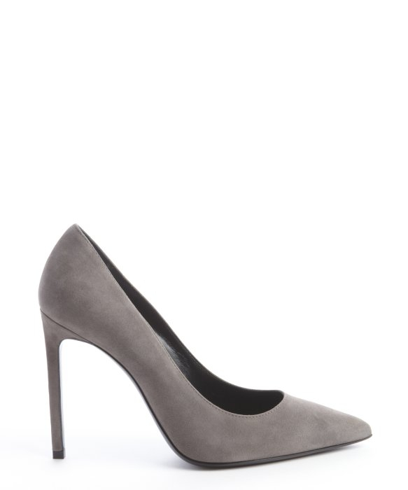 Lyst - Saint Laurent Grey Suede Pointed Toe Pumps in Gray