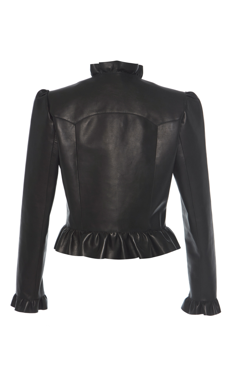 J W Anderson Ruffled Leather Jacket In Black Lyst Gallery