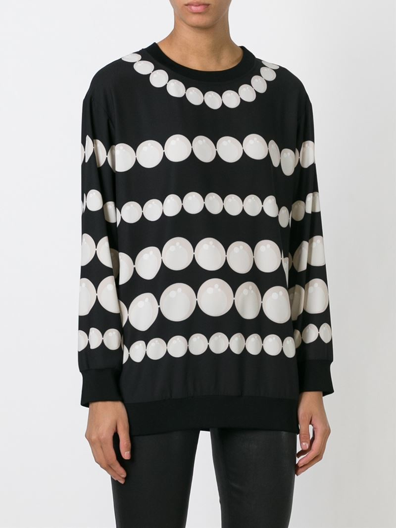 Boutique Moschino Pearl Print Sweatshirt in Black | Lyst