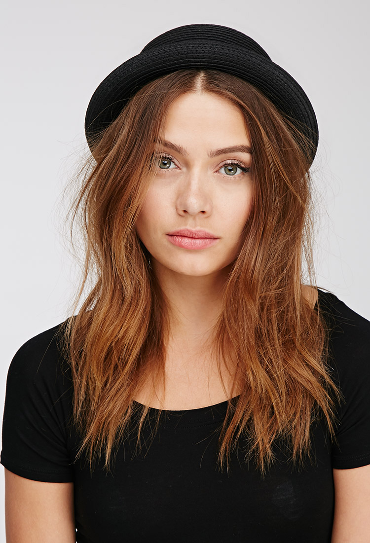 Forever 21 Straw Roll-brim Bowler Hat 