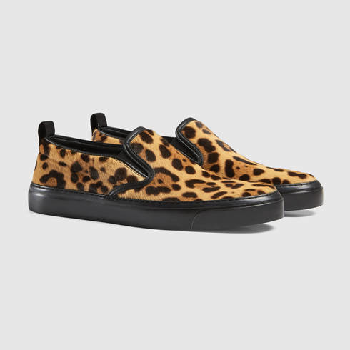 Gucci Leopard Print Slip-on Sneaker | Lyst