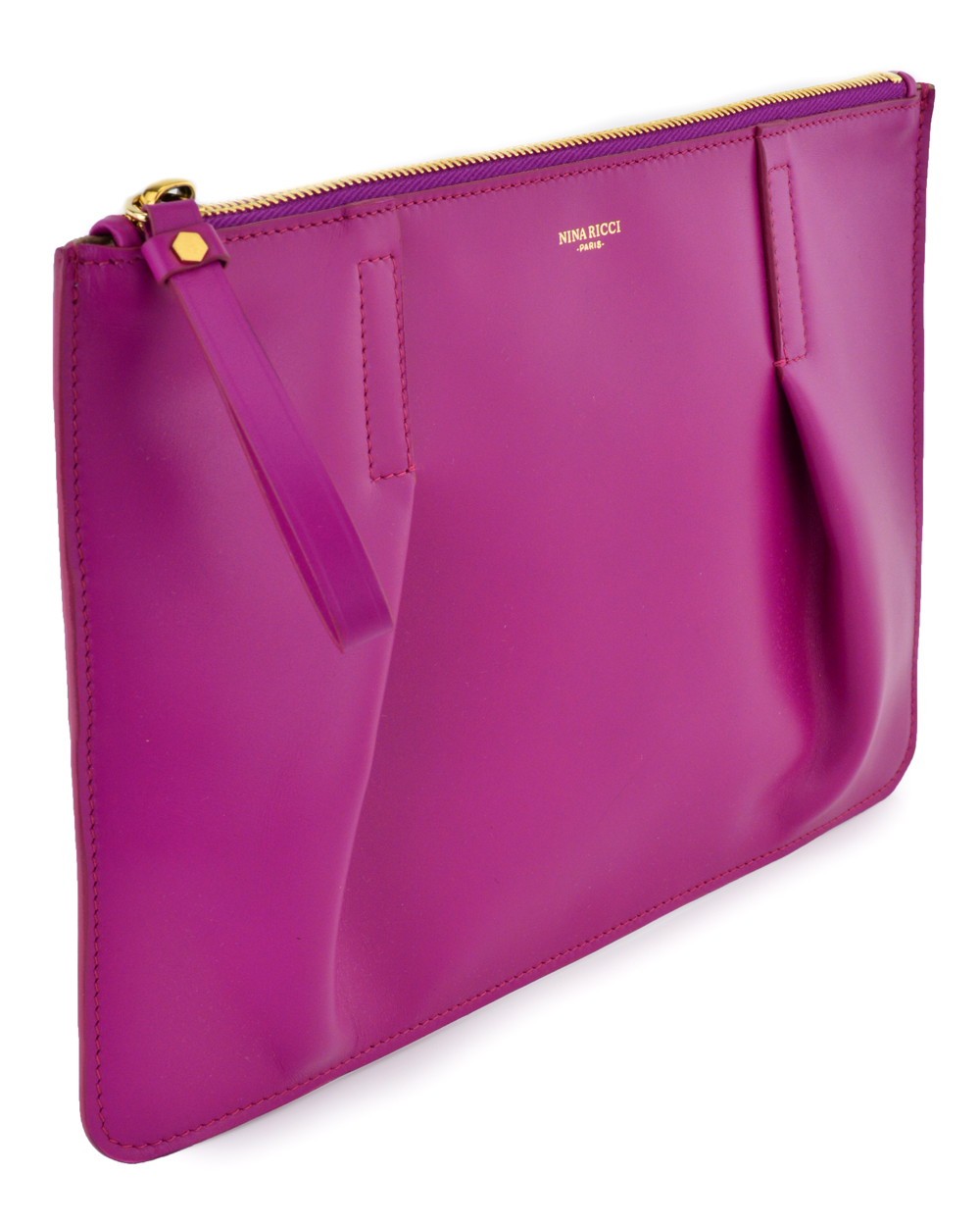 Nina Ricci Suede Fuchsia Large Clutch Bag in Purple - Lyst