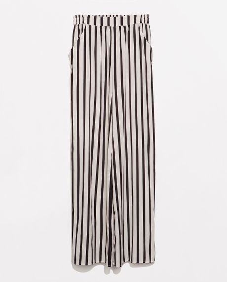Zara Striped Trousers in Black (Black / White) | Lyst