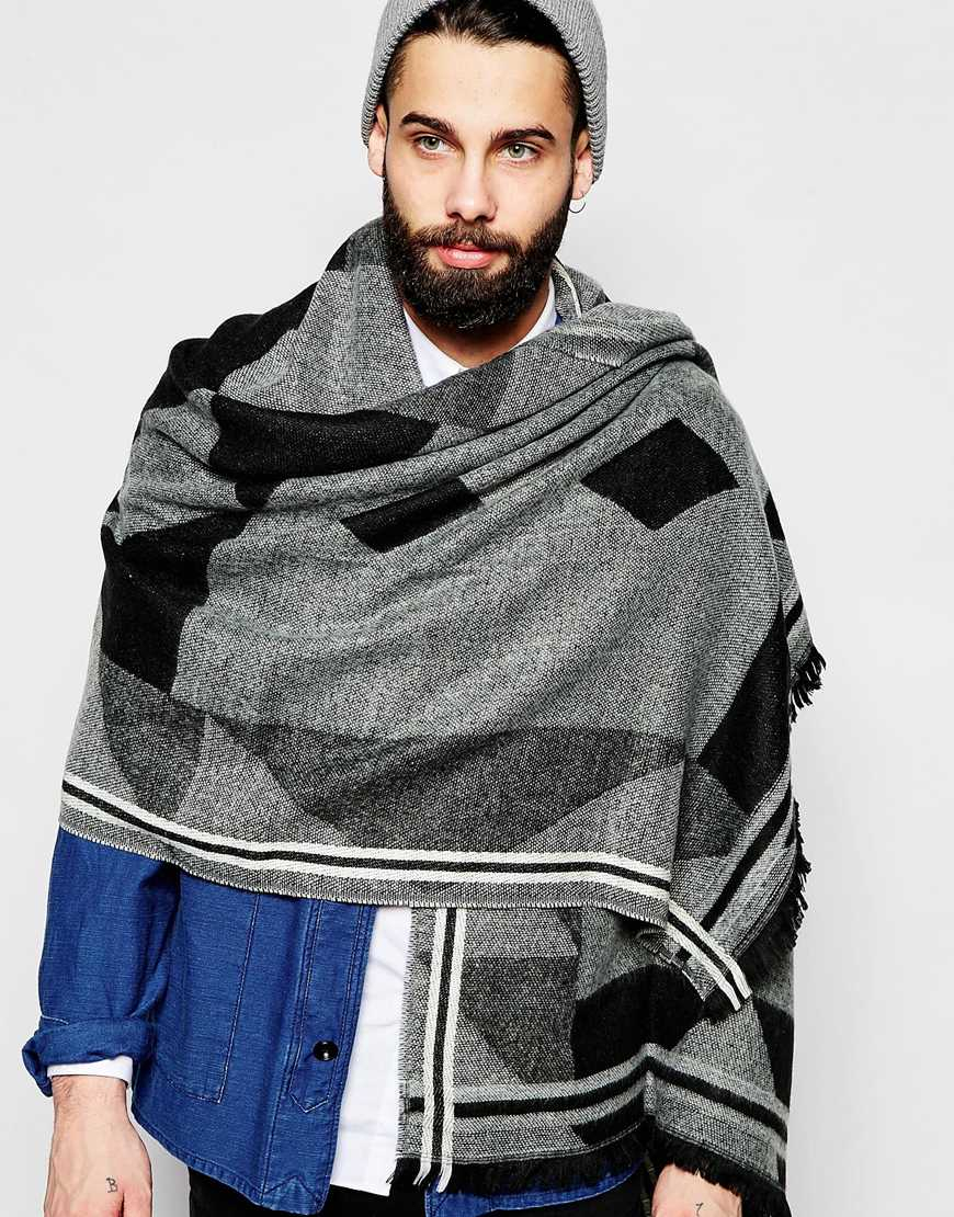 Lyst - Asos Blanket Scarf In Monochrome Design in Black for Men