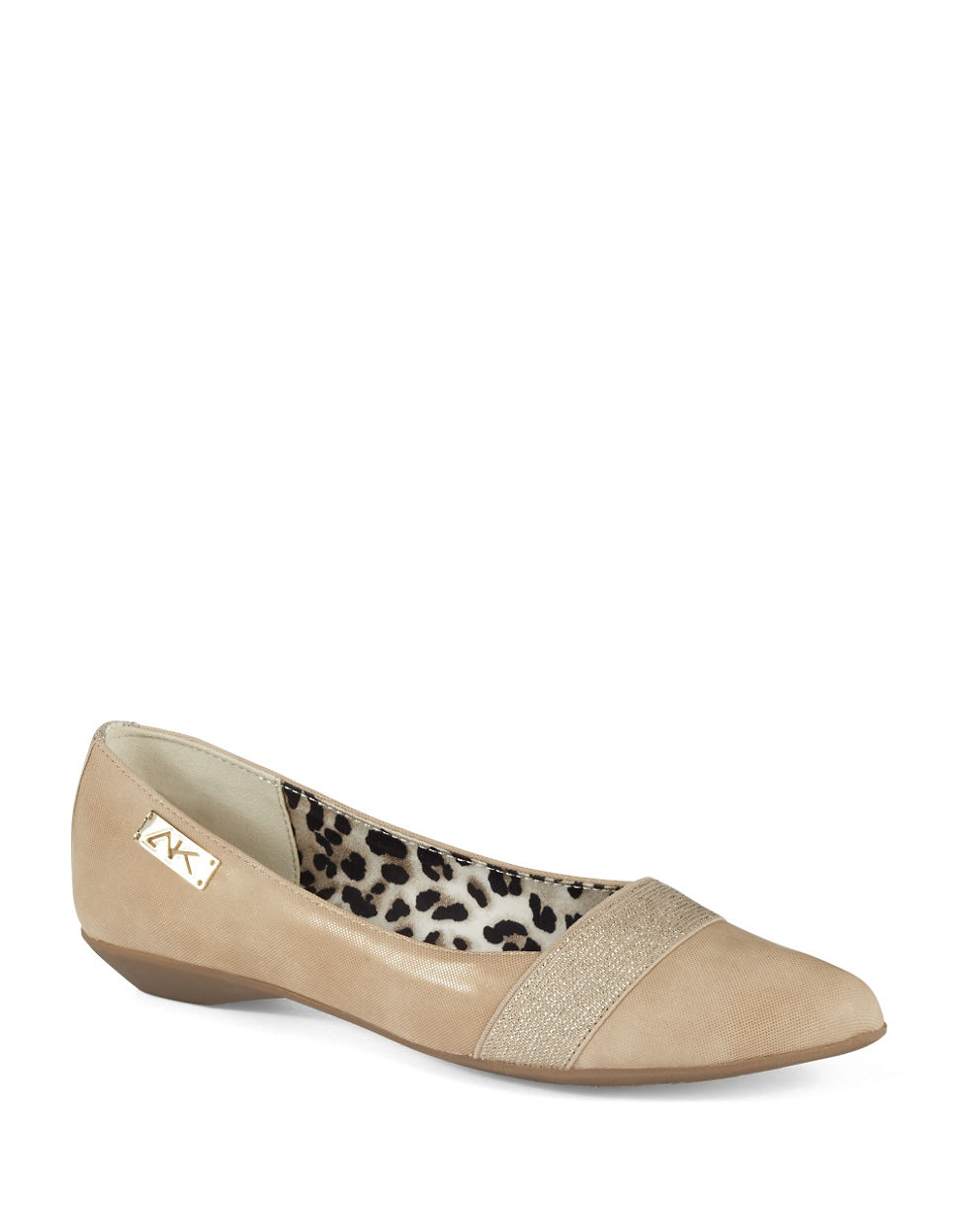 beige studded flats