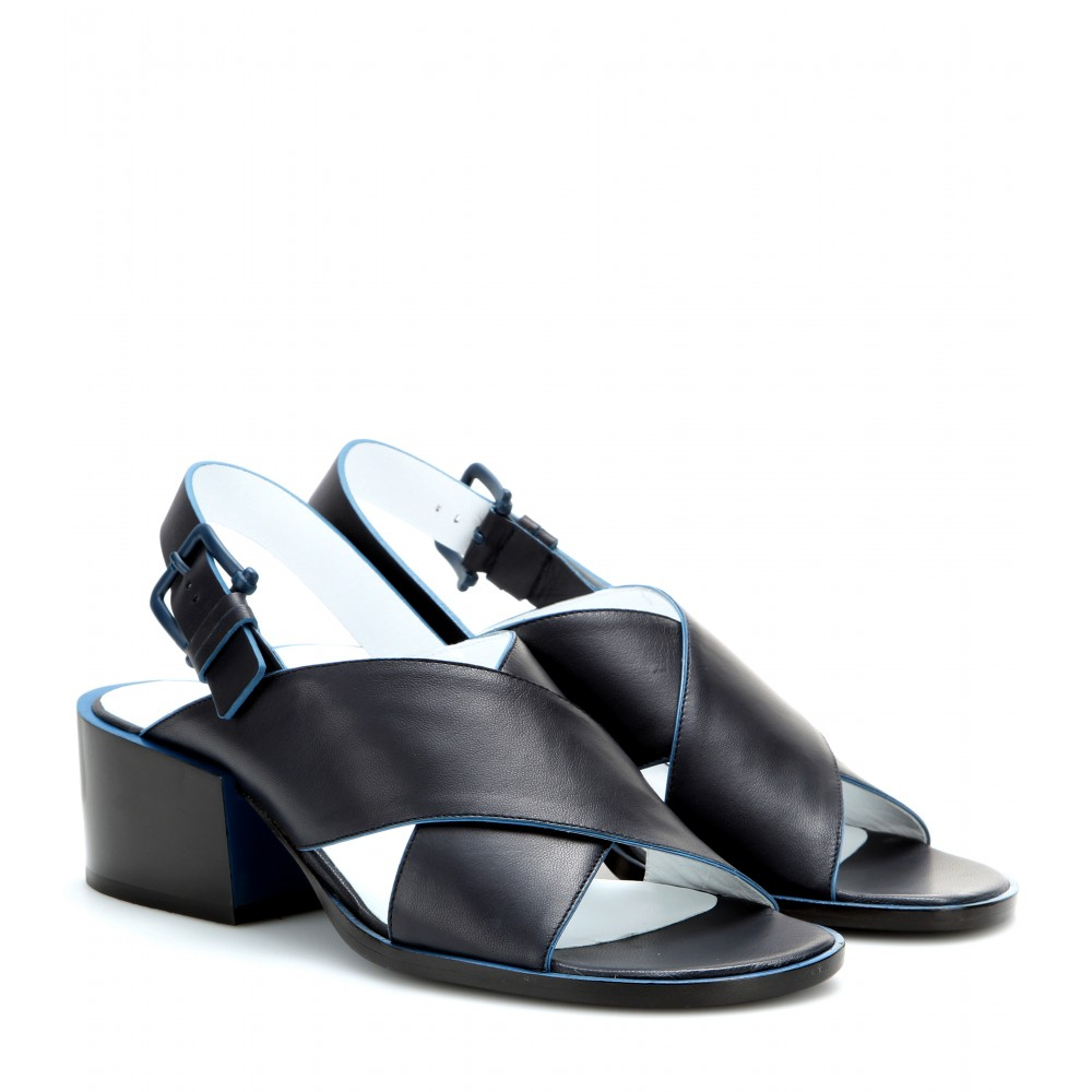 Lyst - Jil sander Leather Sandals in Blue