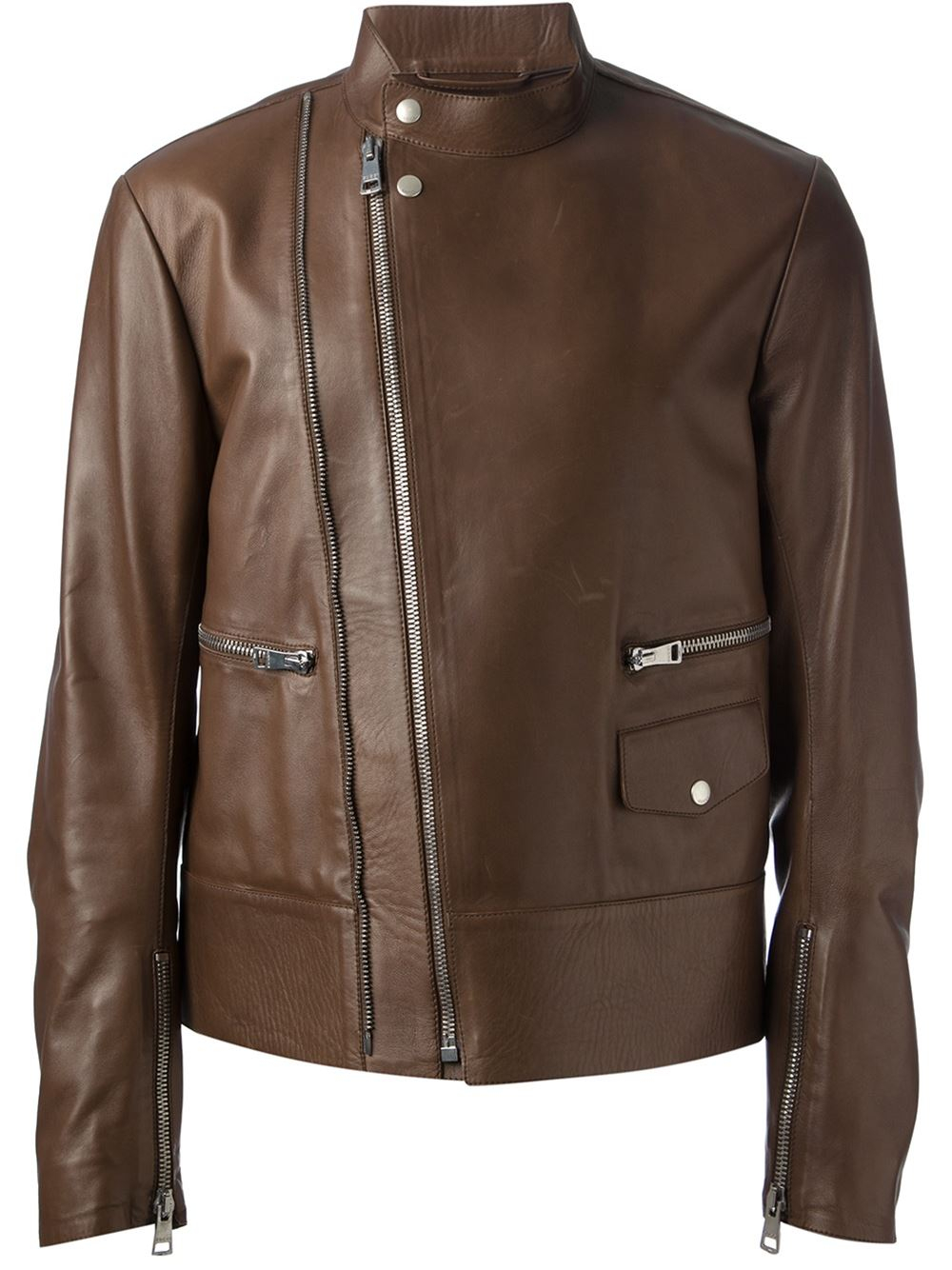 Gucci Biker Jacket in Brown for Men - Lyst