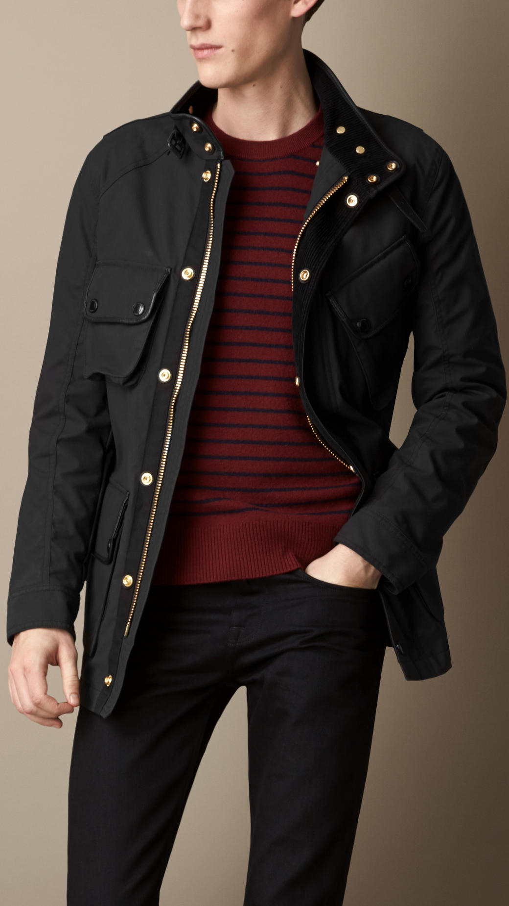 Burberry Waxed Cotton  Field Jacket  with Removable Warmer 
