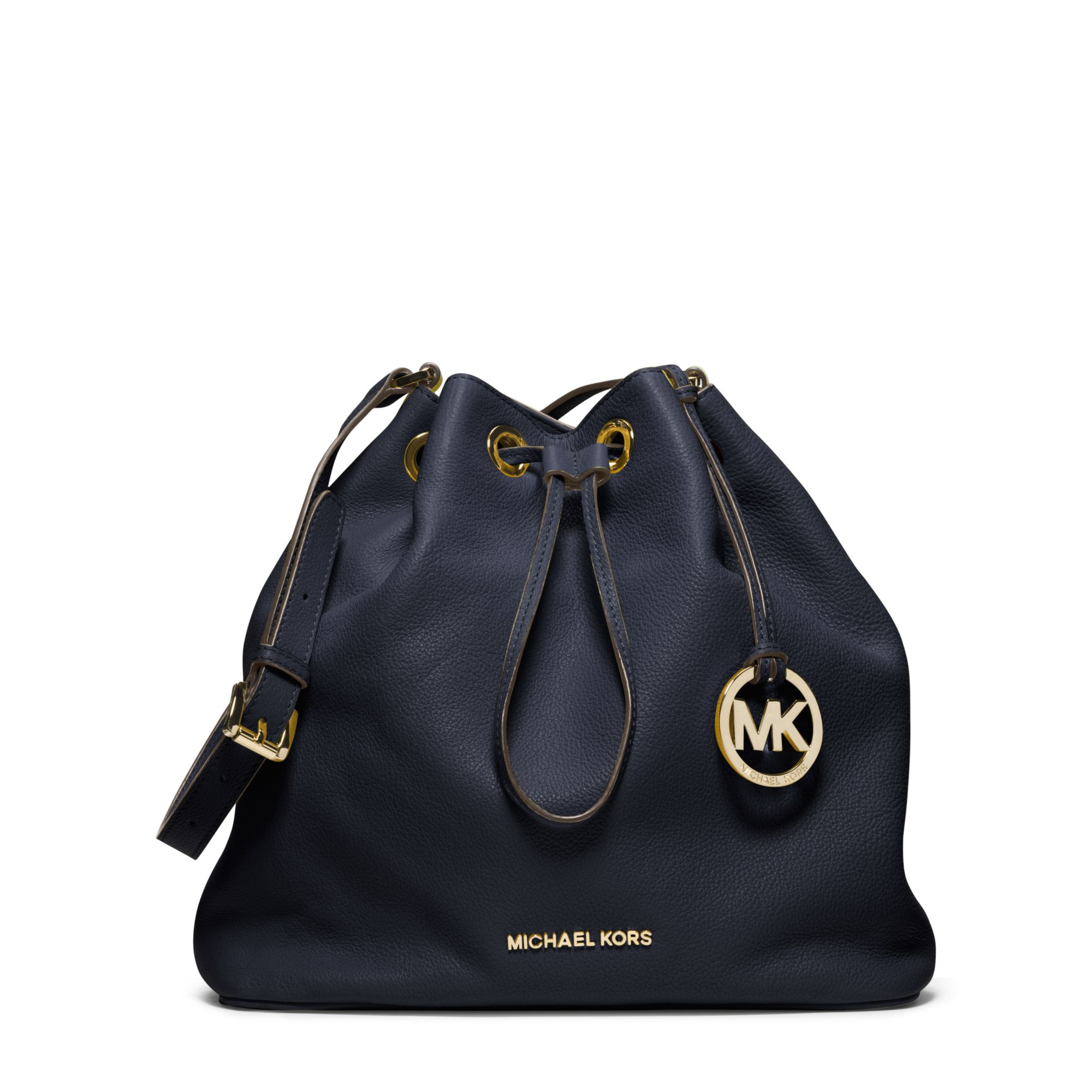 Michael kors Jules Drawstring Leather Large Shoulder Bag in Blue (NAVY