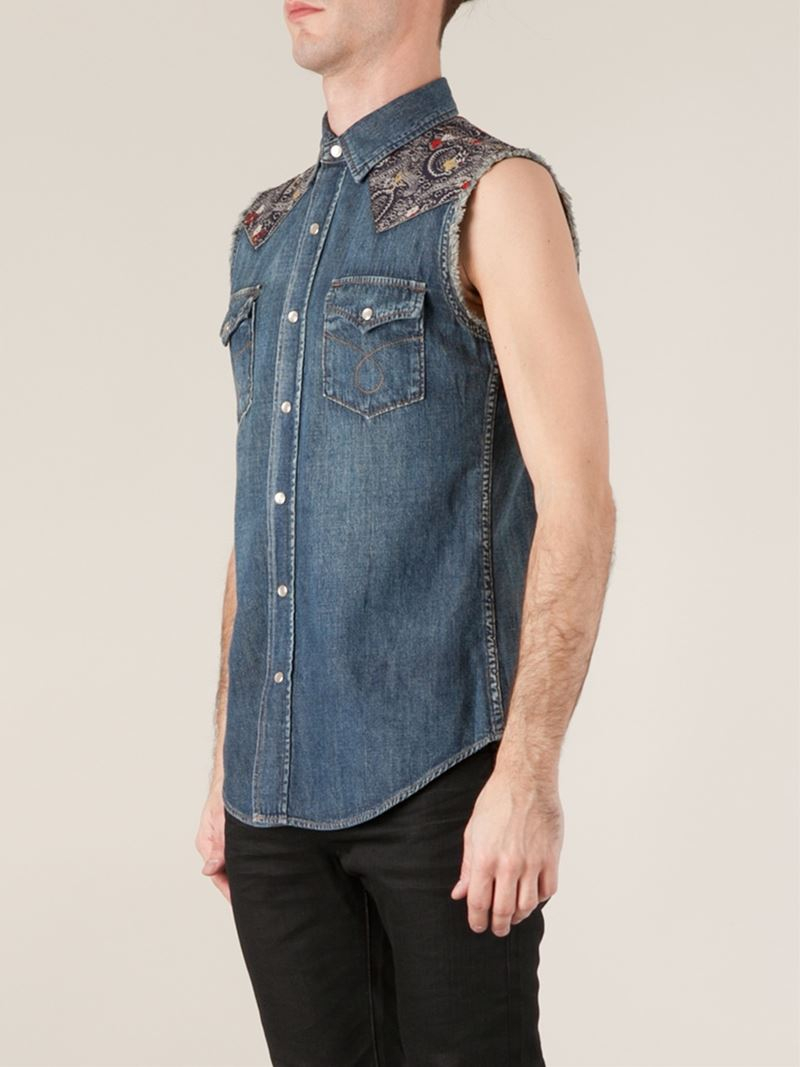 saint laurent sleeveless shirt
