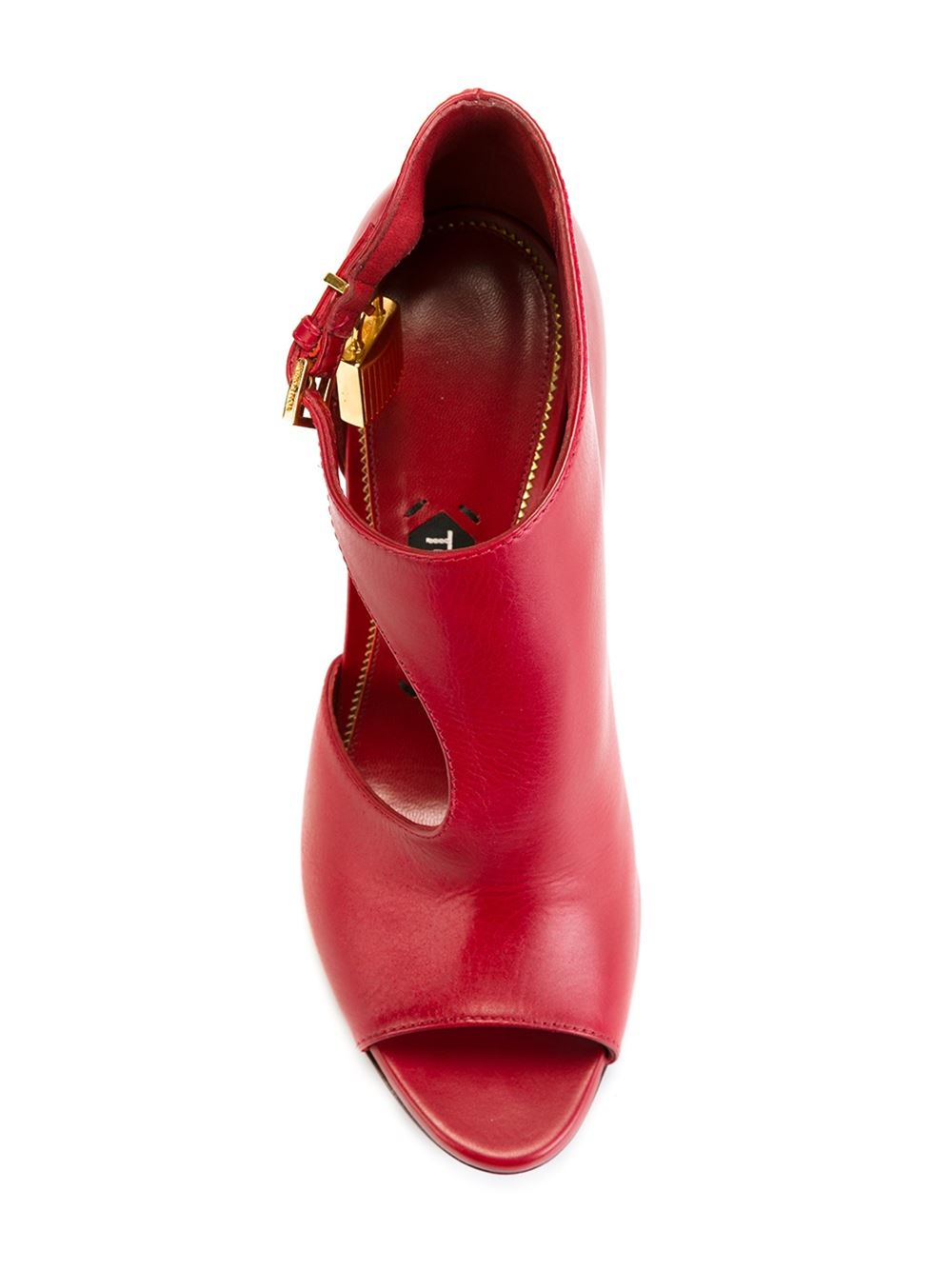 Tom Ford Peep Toe Cut-out Stiletto Boots in Red - Lyst