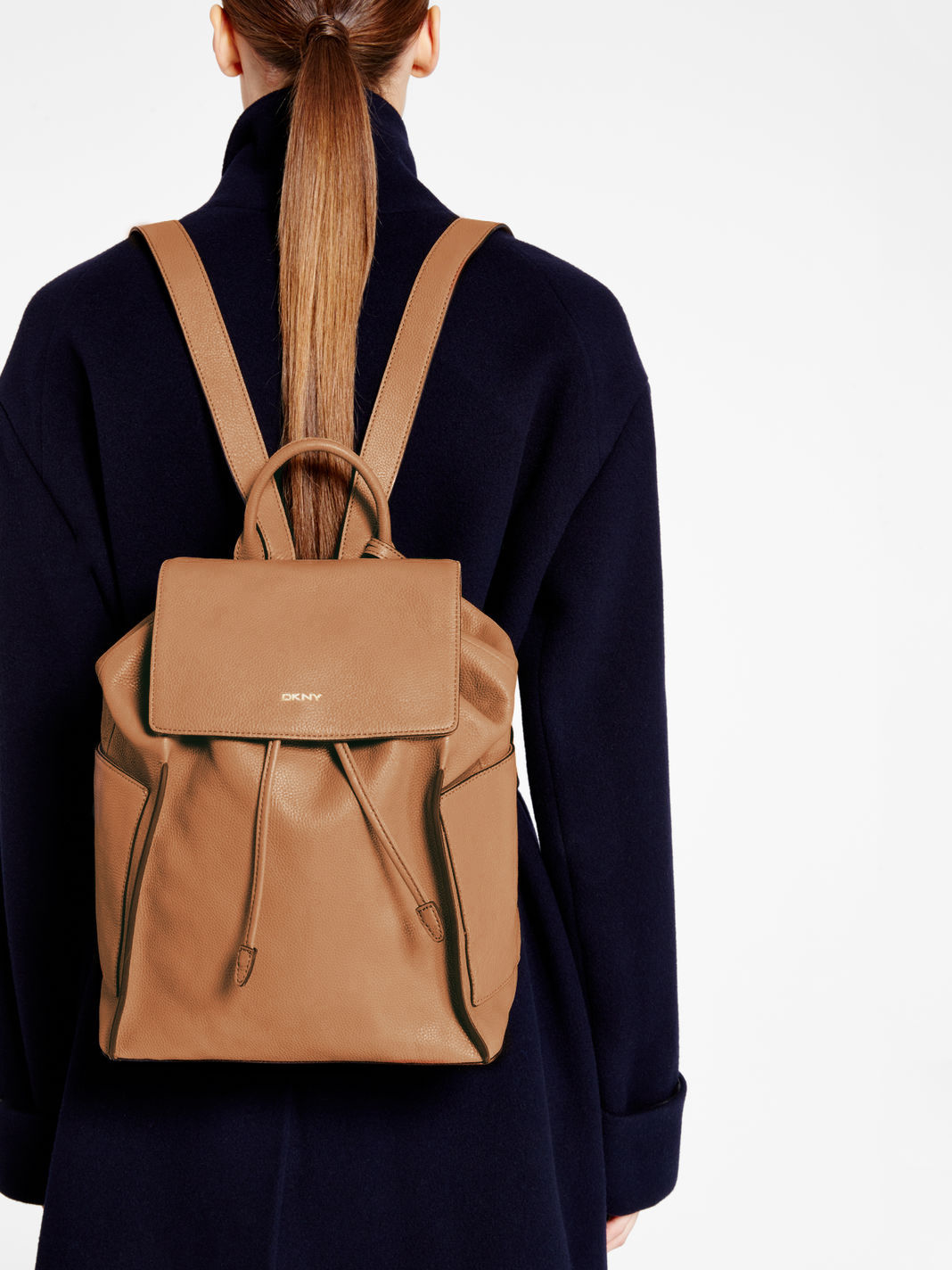 DKNY Fine Pebble Leather Backpack in Dark Camel (Brown) Lyst