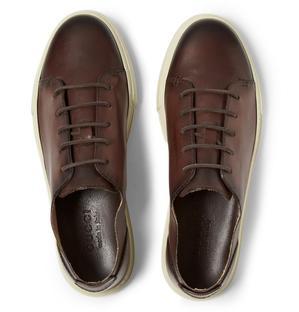 gucci brown leather shoes