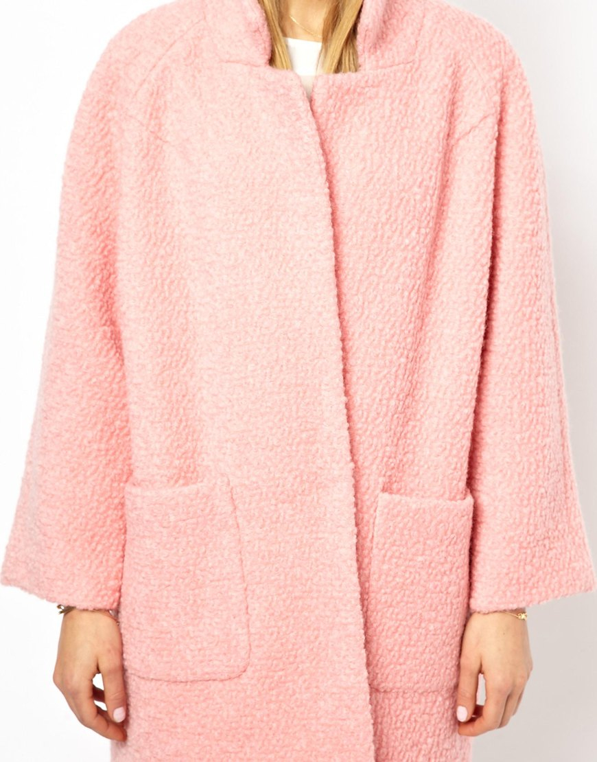 Ganni Poodle Coat in Pink - Lyst