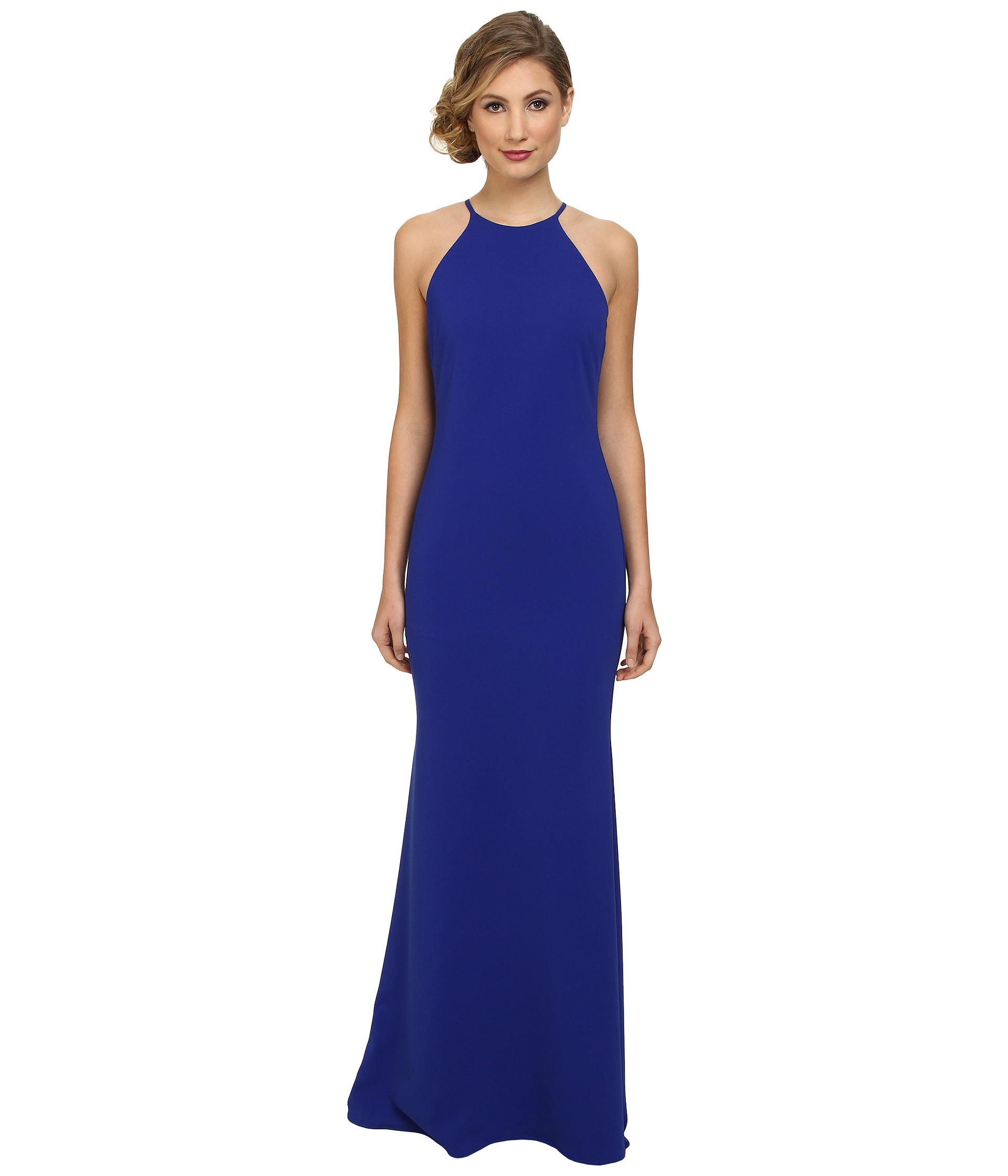 blue halter gown