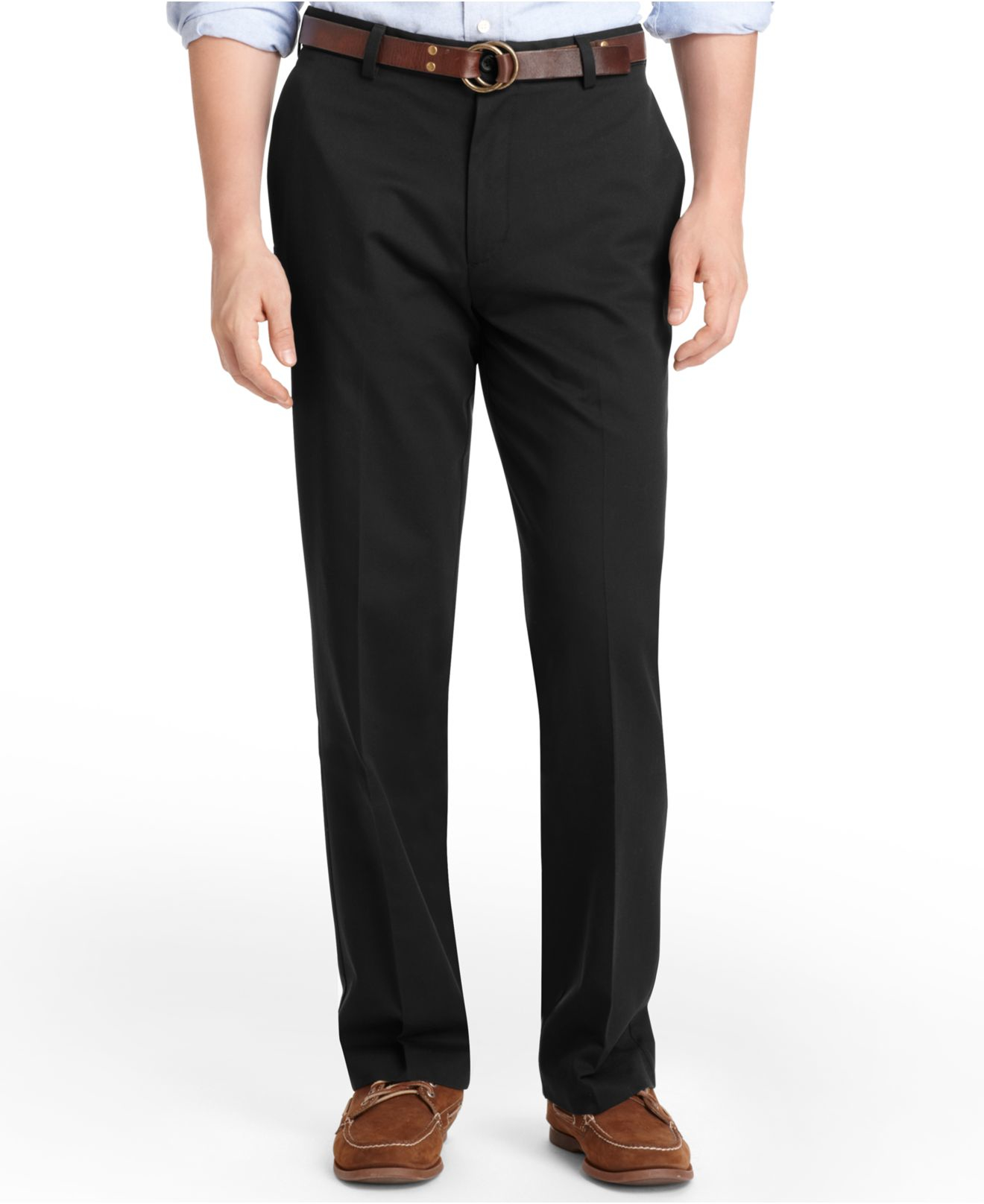 Izod Cotton Madison Classic Fit No-iron Flat Front Chino Pants in Black ...