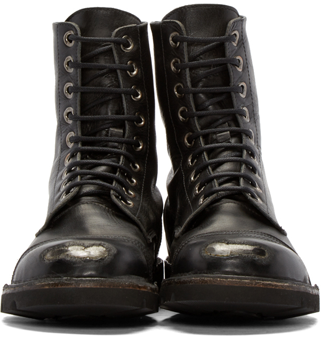 Lyst - Diesel Black Leather Steel Boots in Black for Men