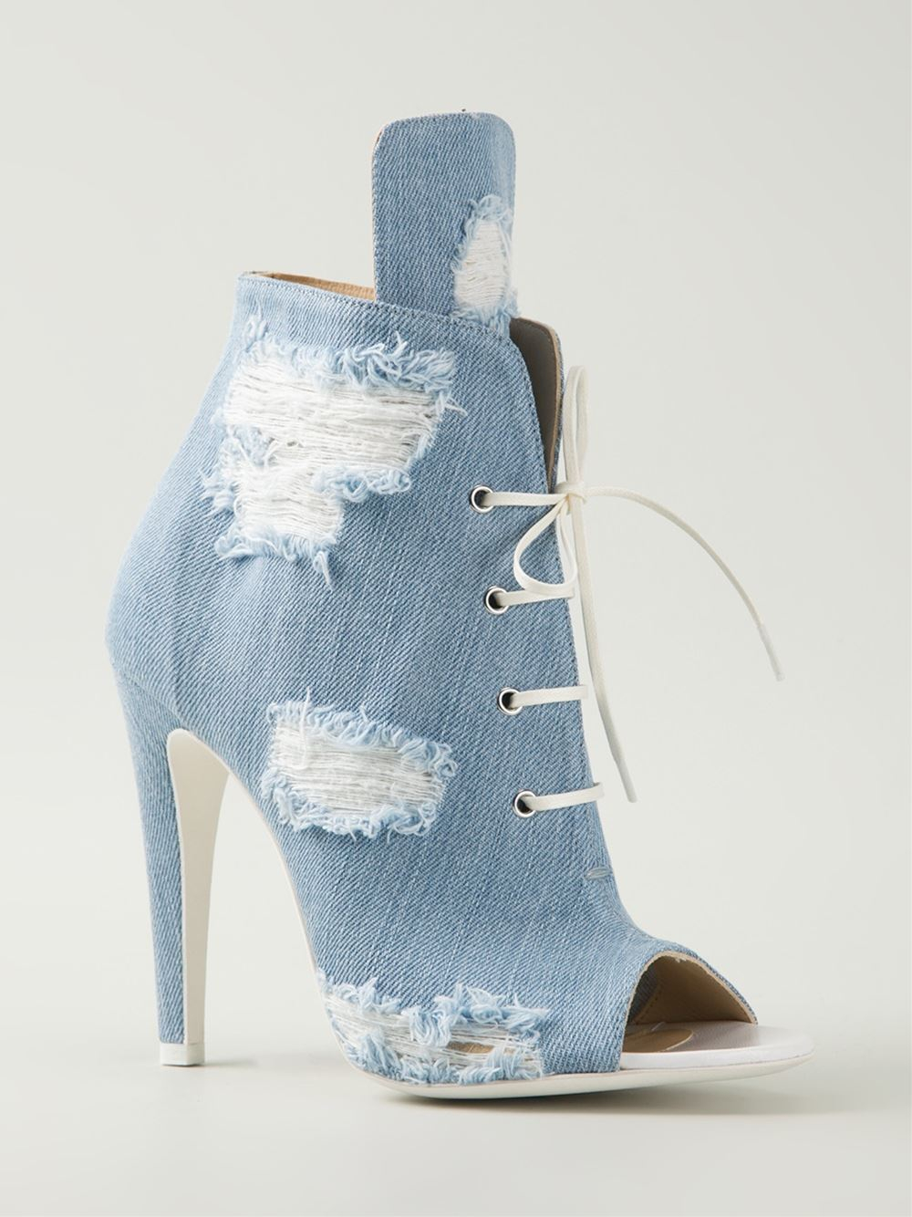 white distressed booties