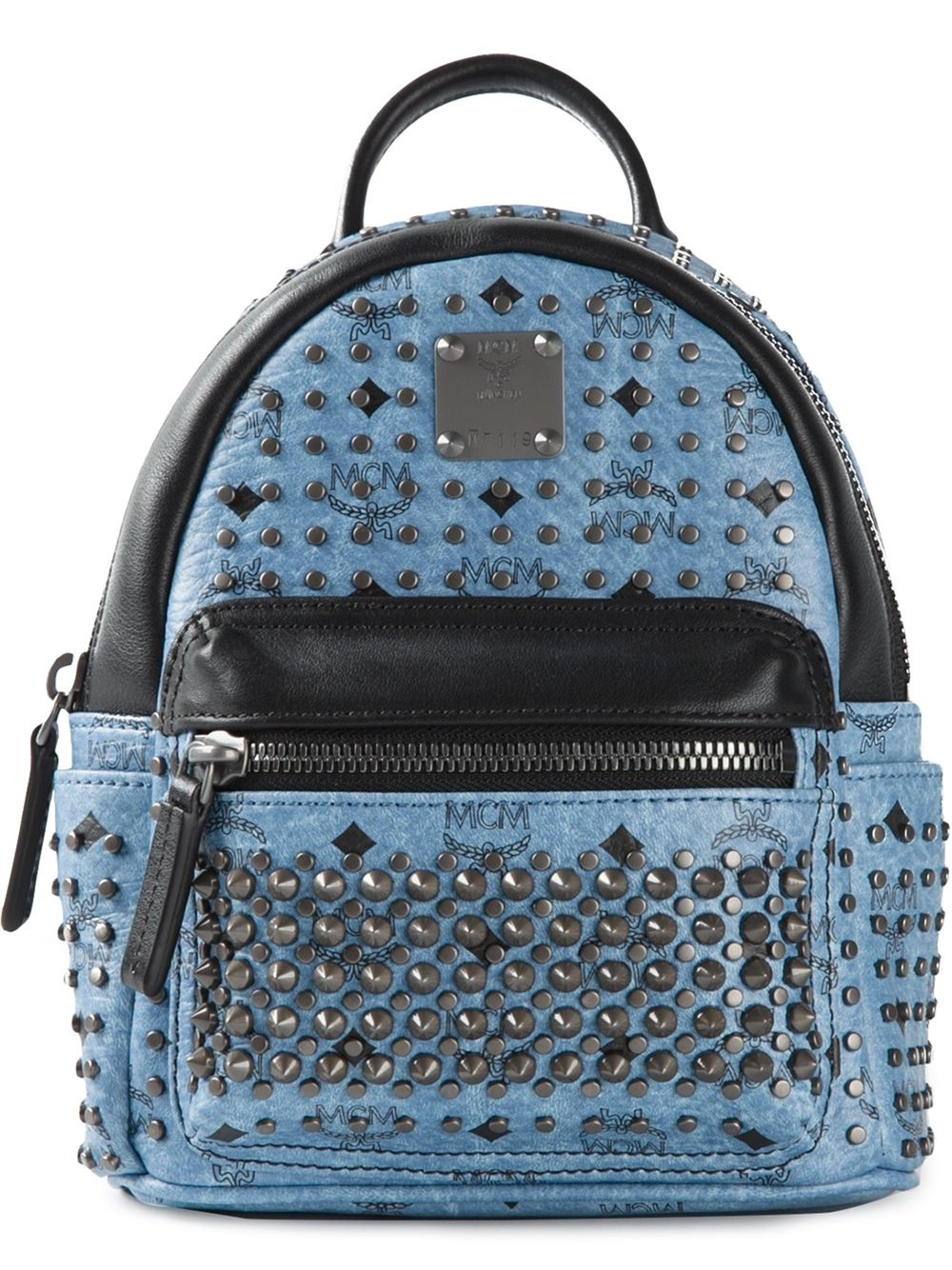 MCM Studded Mini Backpack in Blue - Lyst