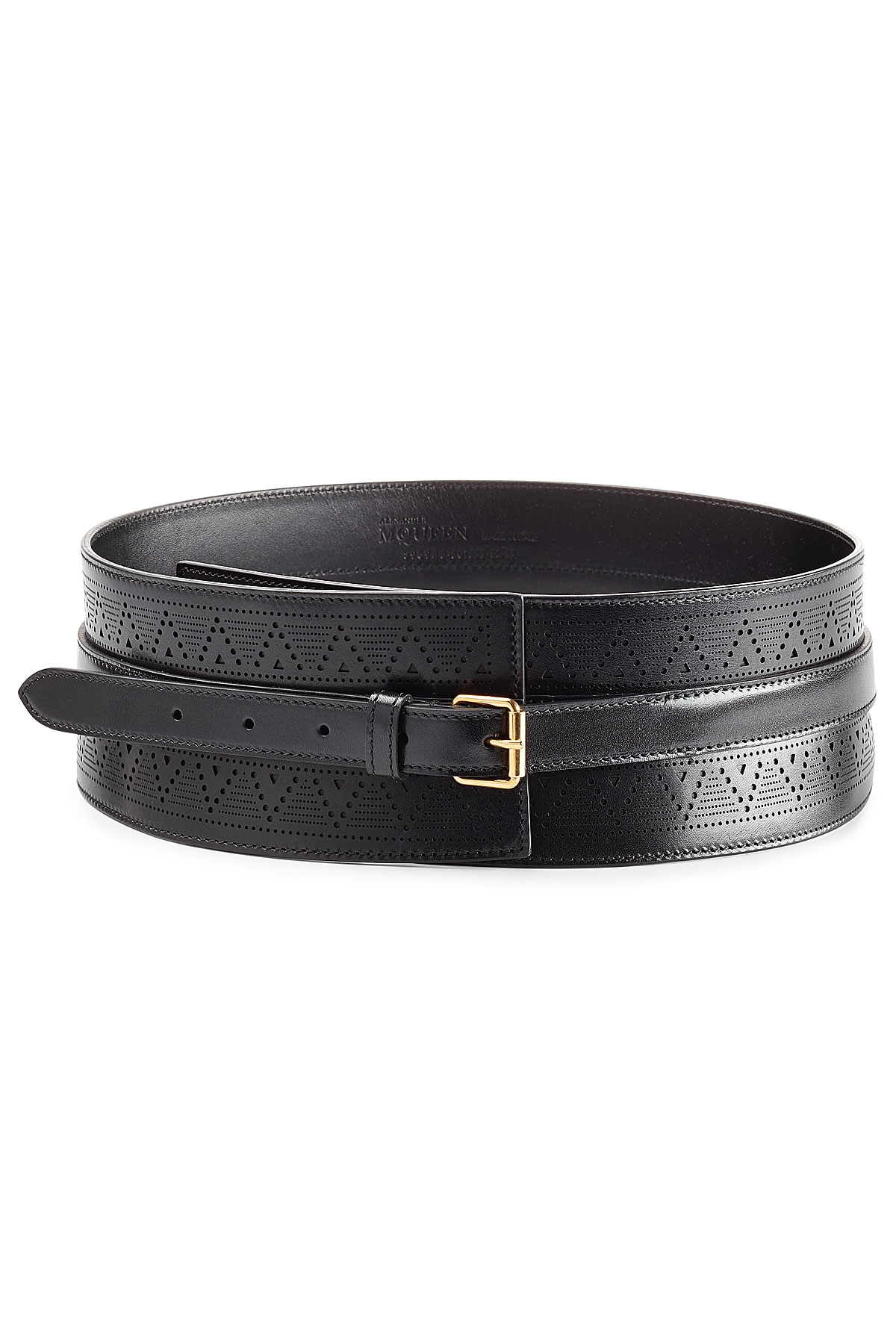 Alexander Mcqueen Leather Belt With Perforated Detail in Black | Lyst