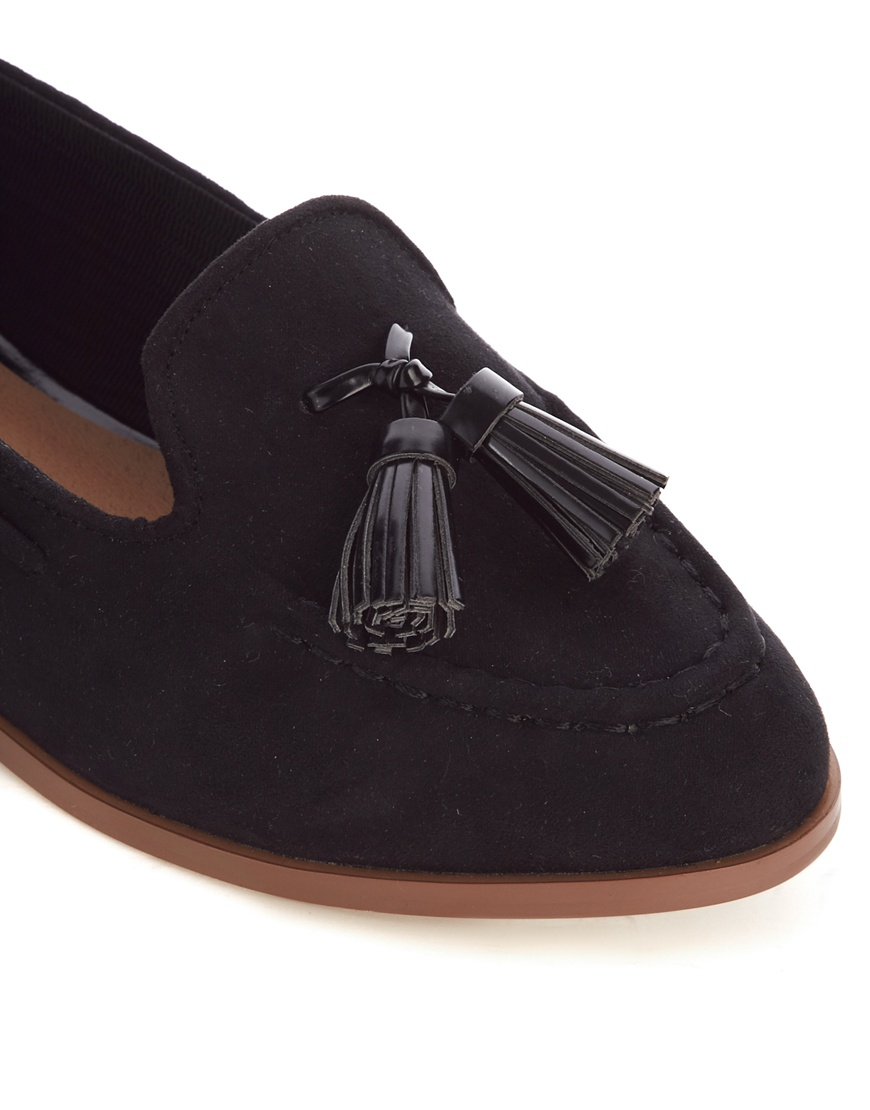 Lyst Asos New Look Ketal Metal Trim Slipper Flat Shoes in Black