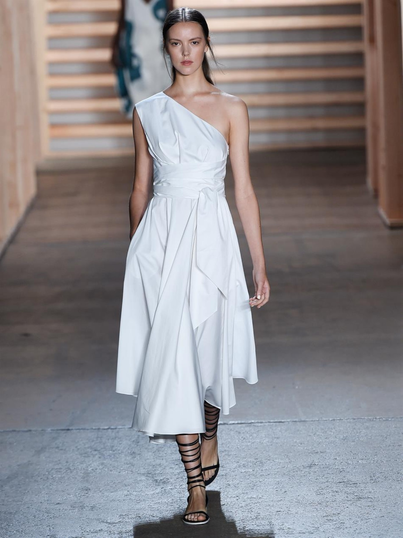 one shoulder cotton dress