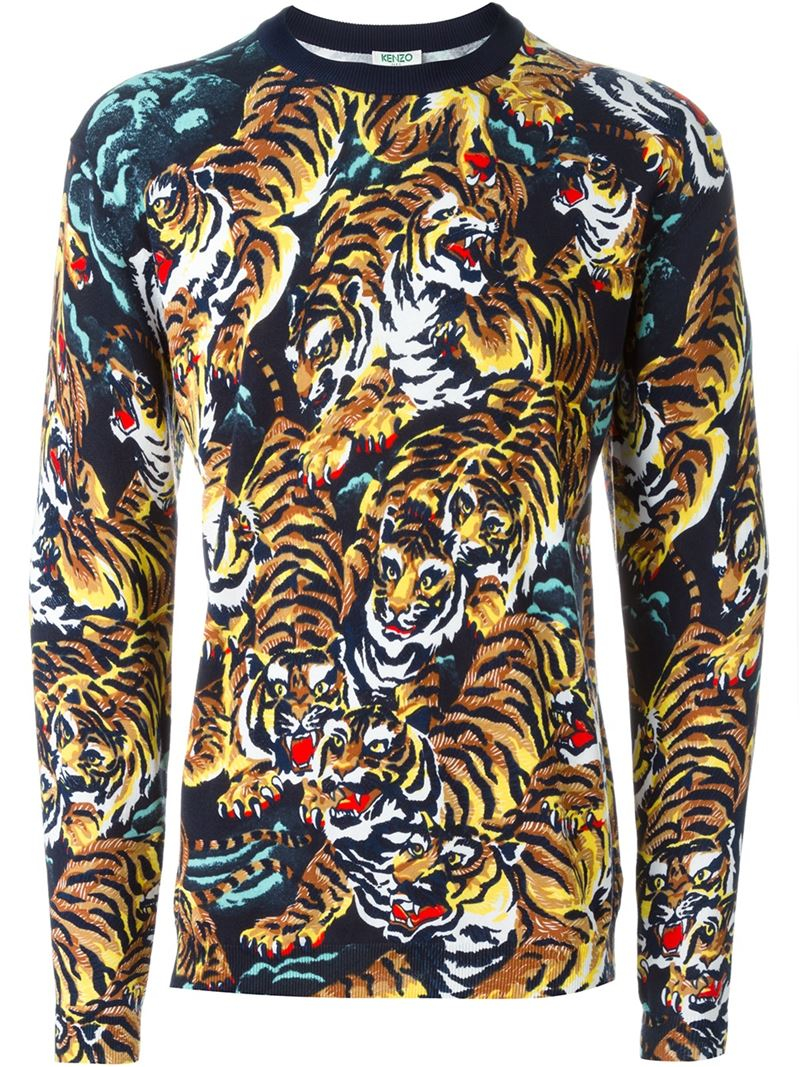 Crew necks Kenzo - Wool tiger intarsia sweater - F965PU2683XK99