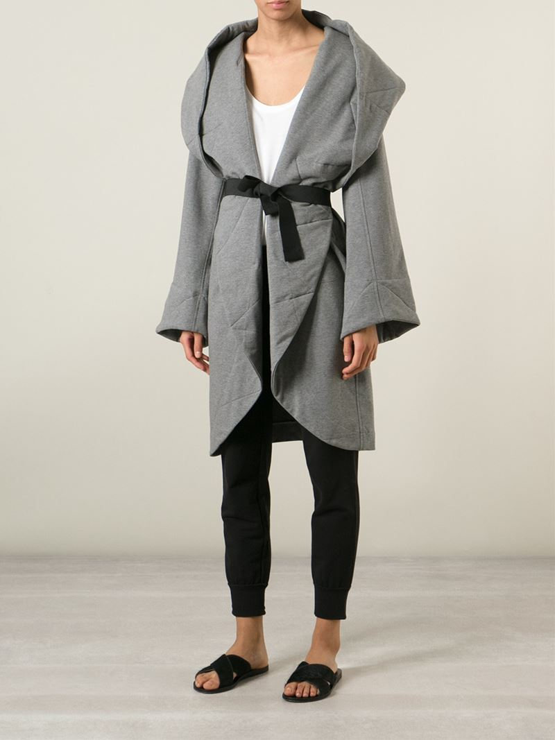 Norma Kamali Oversized Belted Coat in Grey (Gray) - Lyst