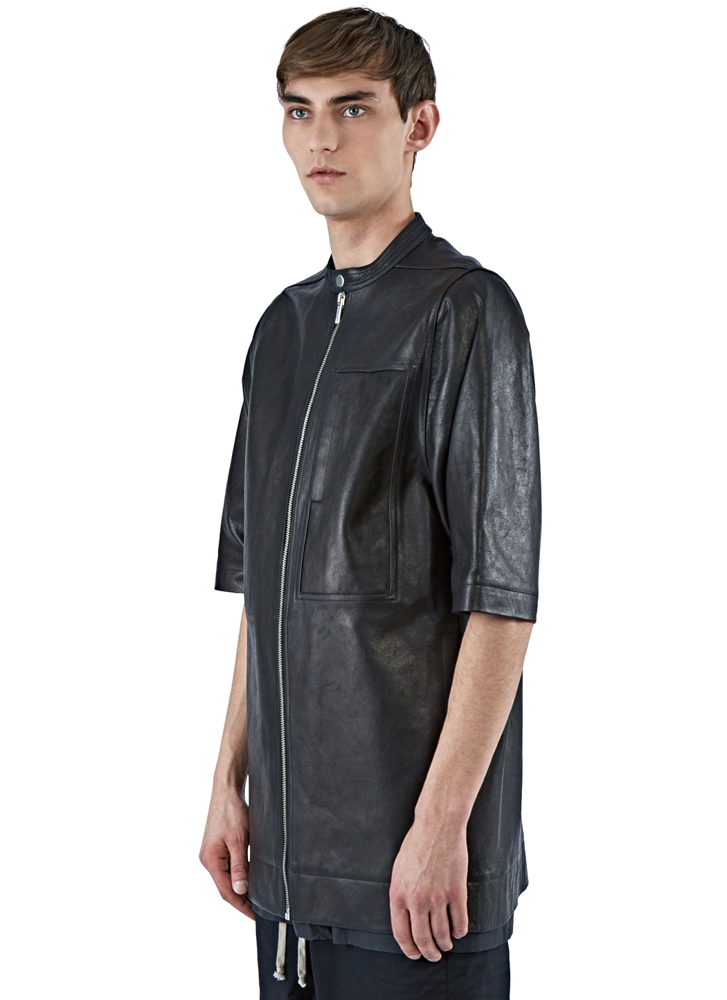 short sleeve leather jacket