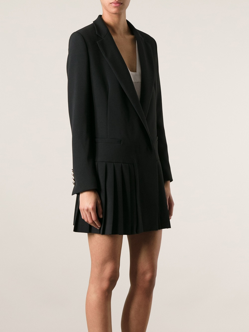 Pleated top blazer dress