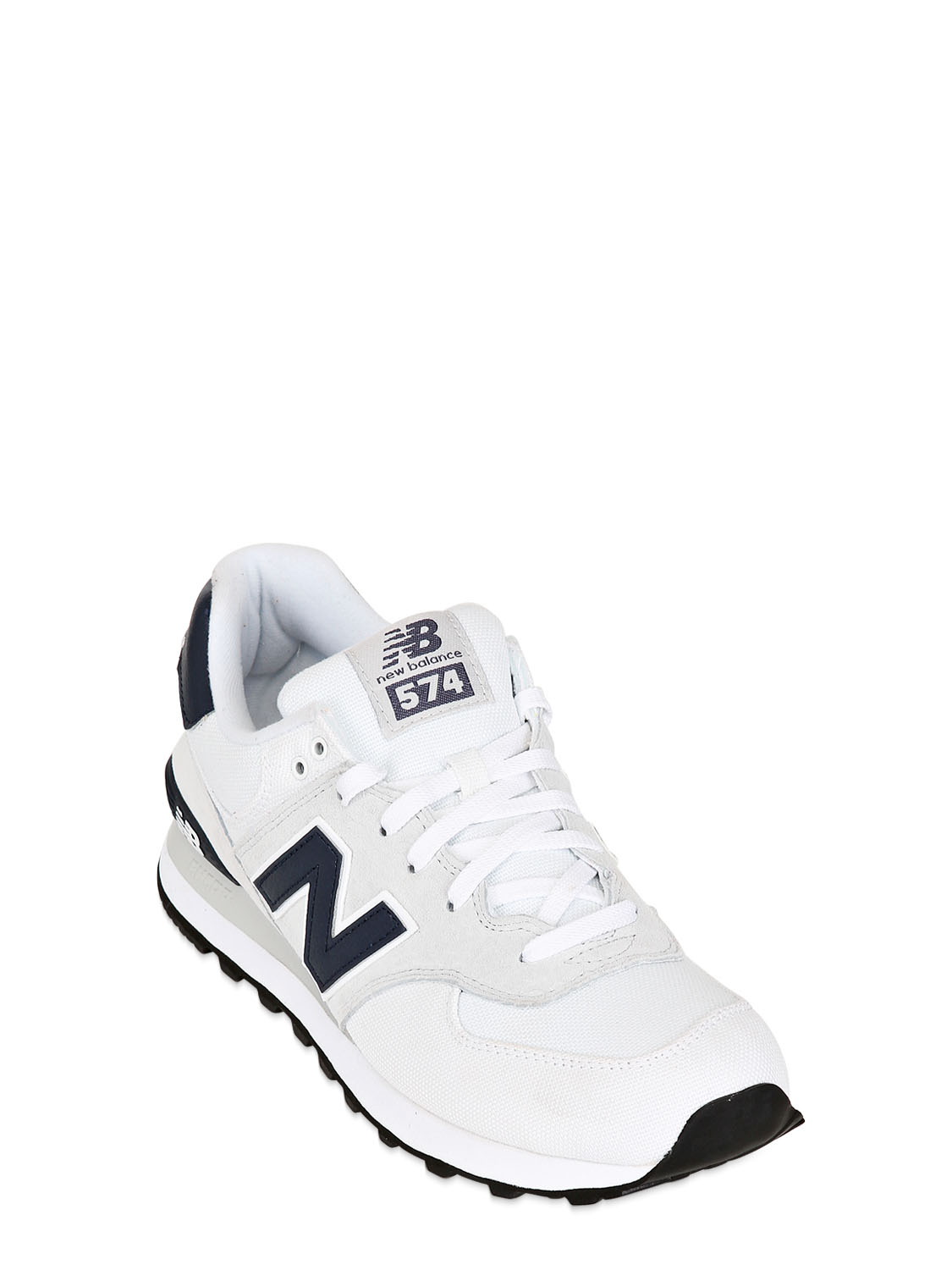 new balance white suede and canvas 574 trainers