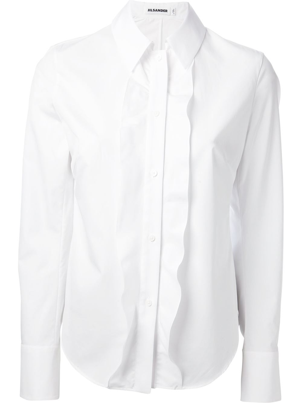 Lyst - Jil sander Ruffled Sleeveless Cotton Blouse in White