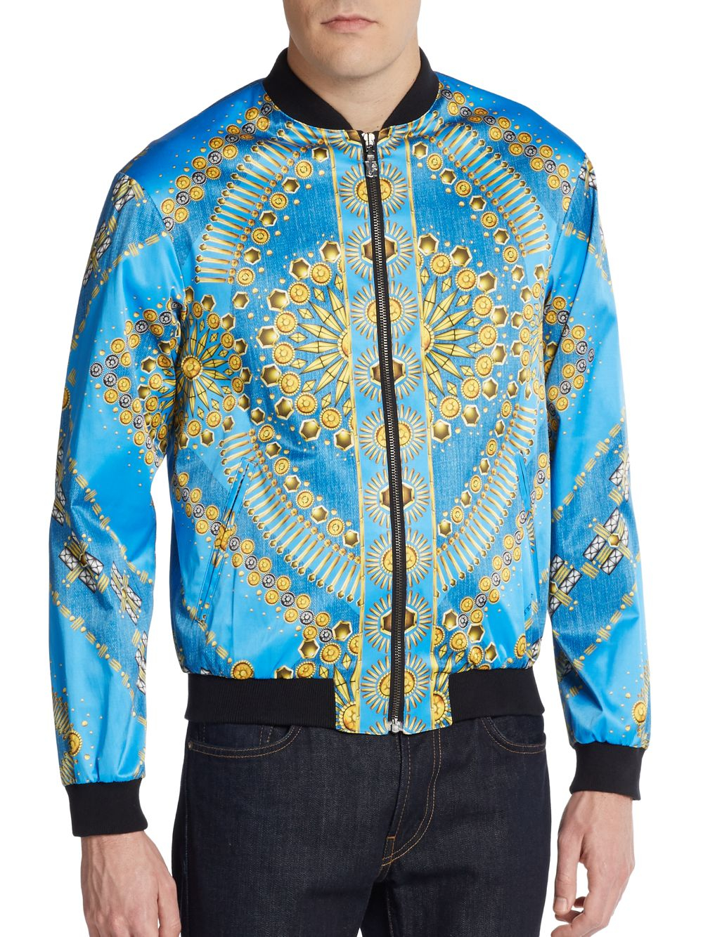 versace blue bomber jacket