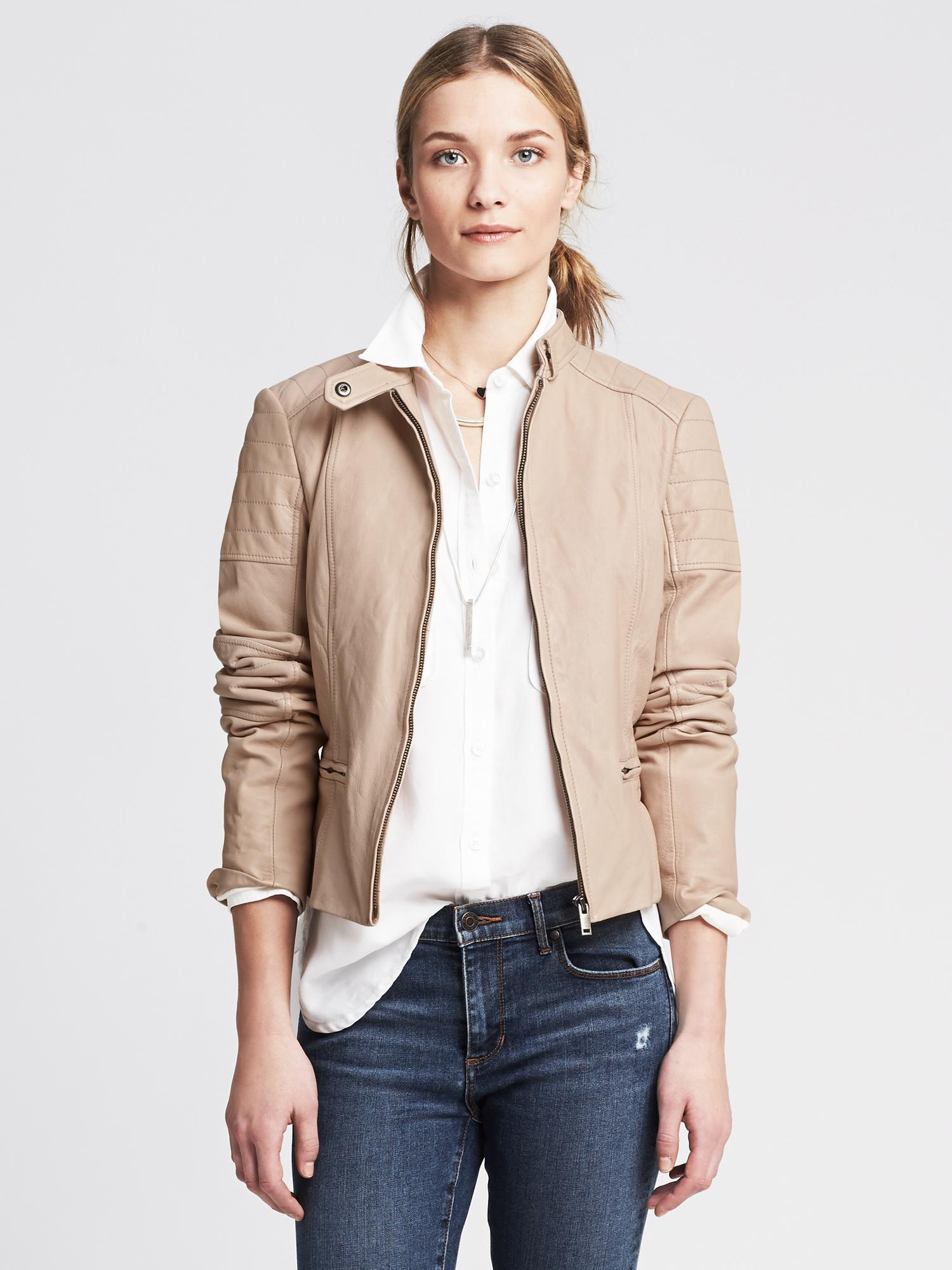 Women S Pink Quilted Blush Leather Moto Jacket