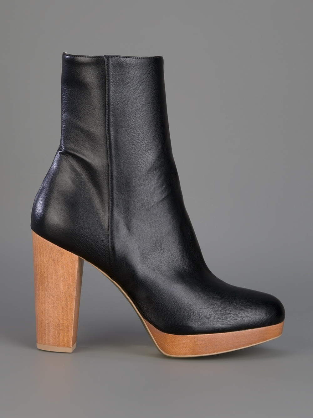 Stella McCartney Wooden Heel Boots in Black - Lyst