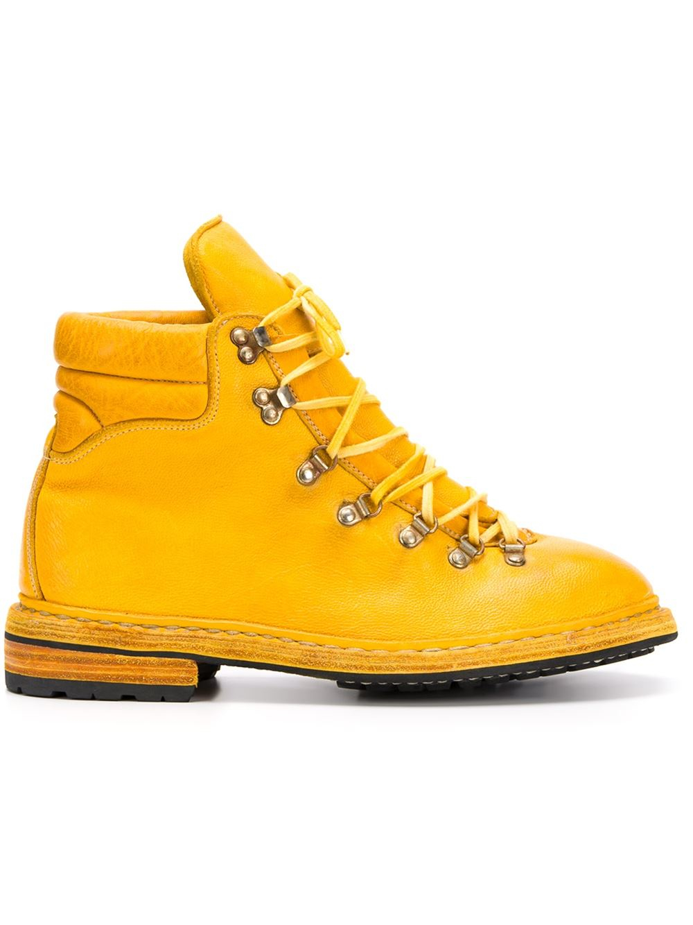 black and yellow work boots