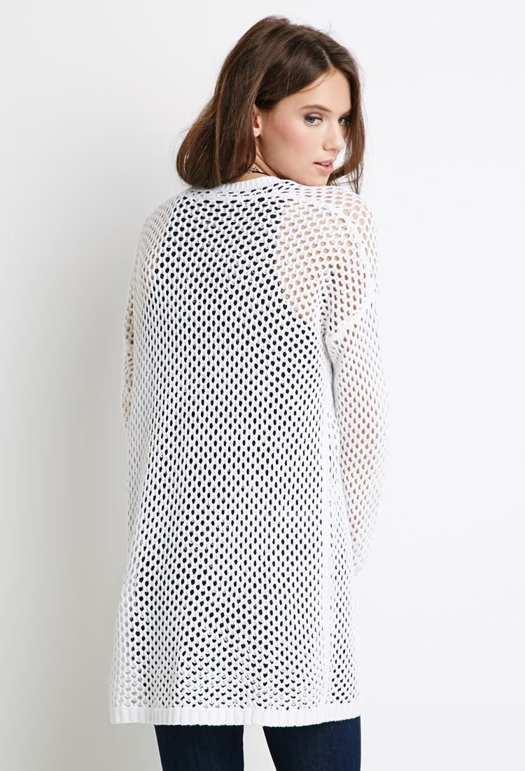 white open knit cardigan