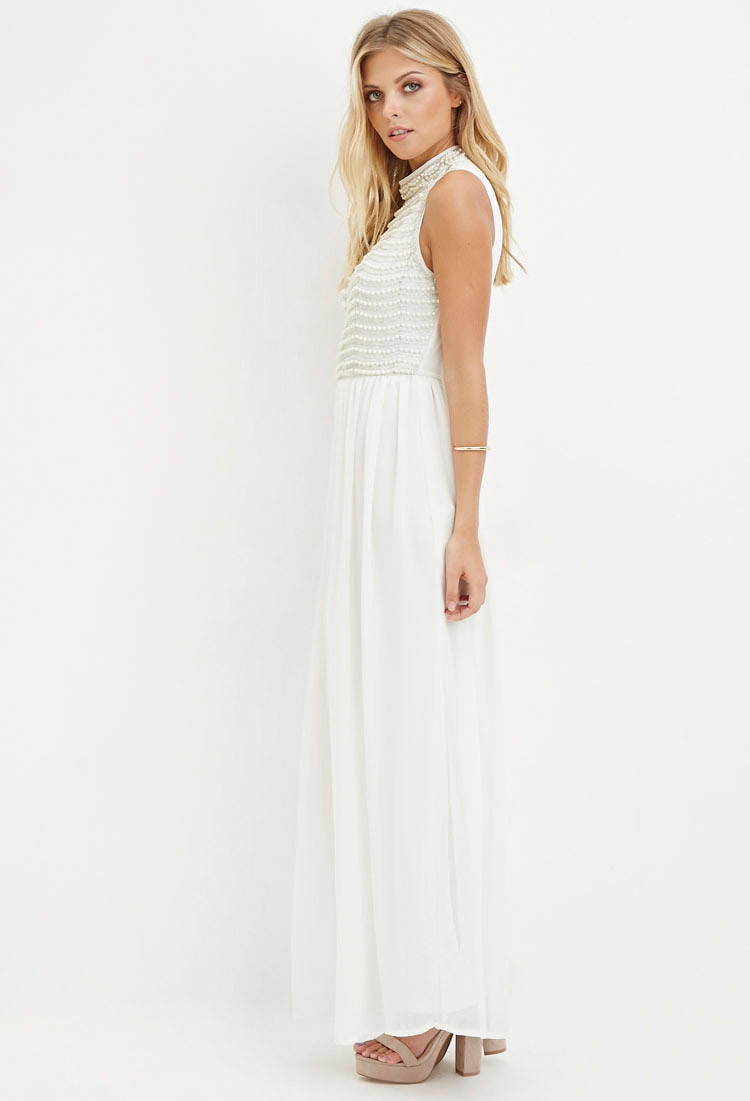 Forever 21 Beaded Maxi Dress in Pink | Lyst