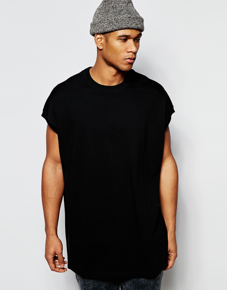 ASOS Cotton Super Oversized Sleeveless T-shirt In Heavy Weight Jersey in  Black for Men | Lyst