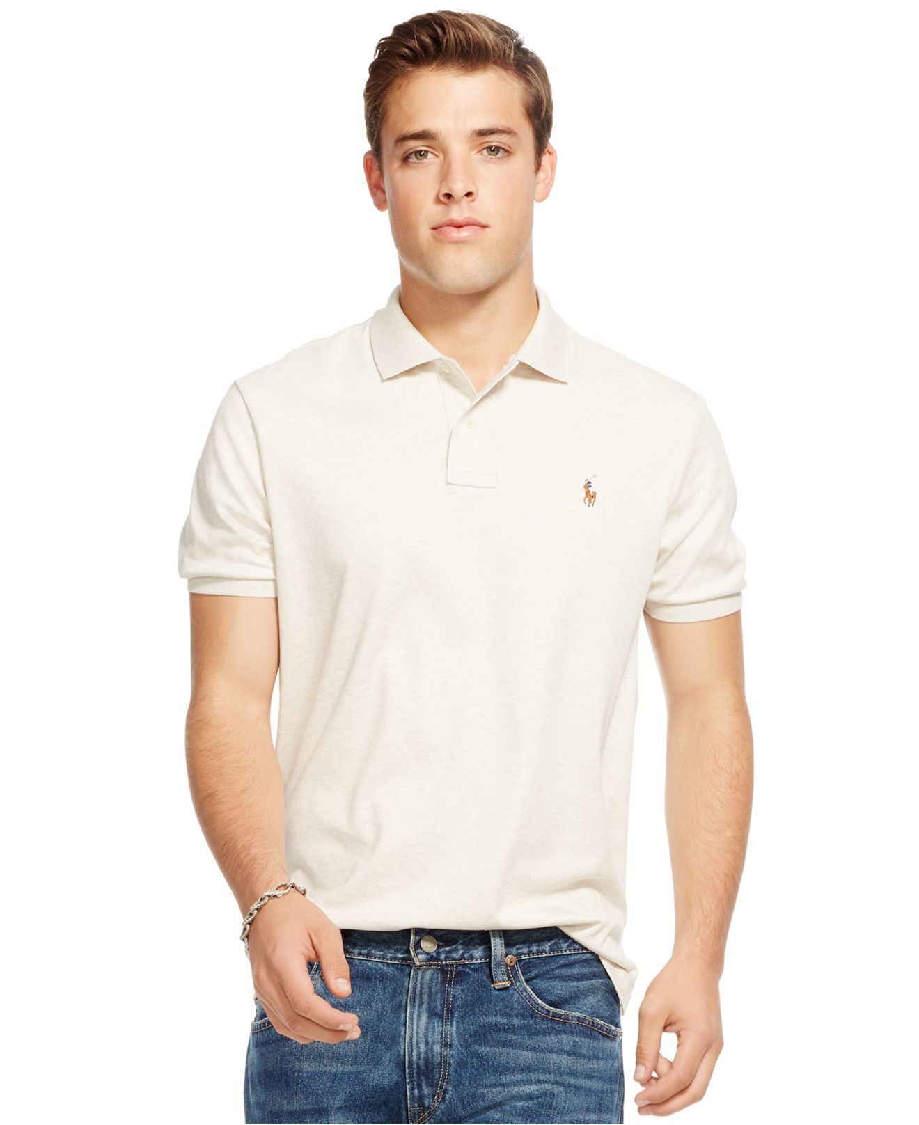 Lyst - Polo Ralph Lauren Pima Cotton Polo Shirt in Gray for Men