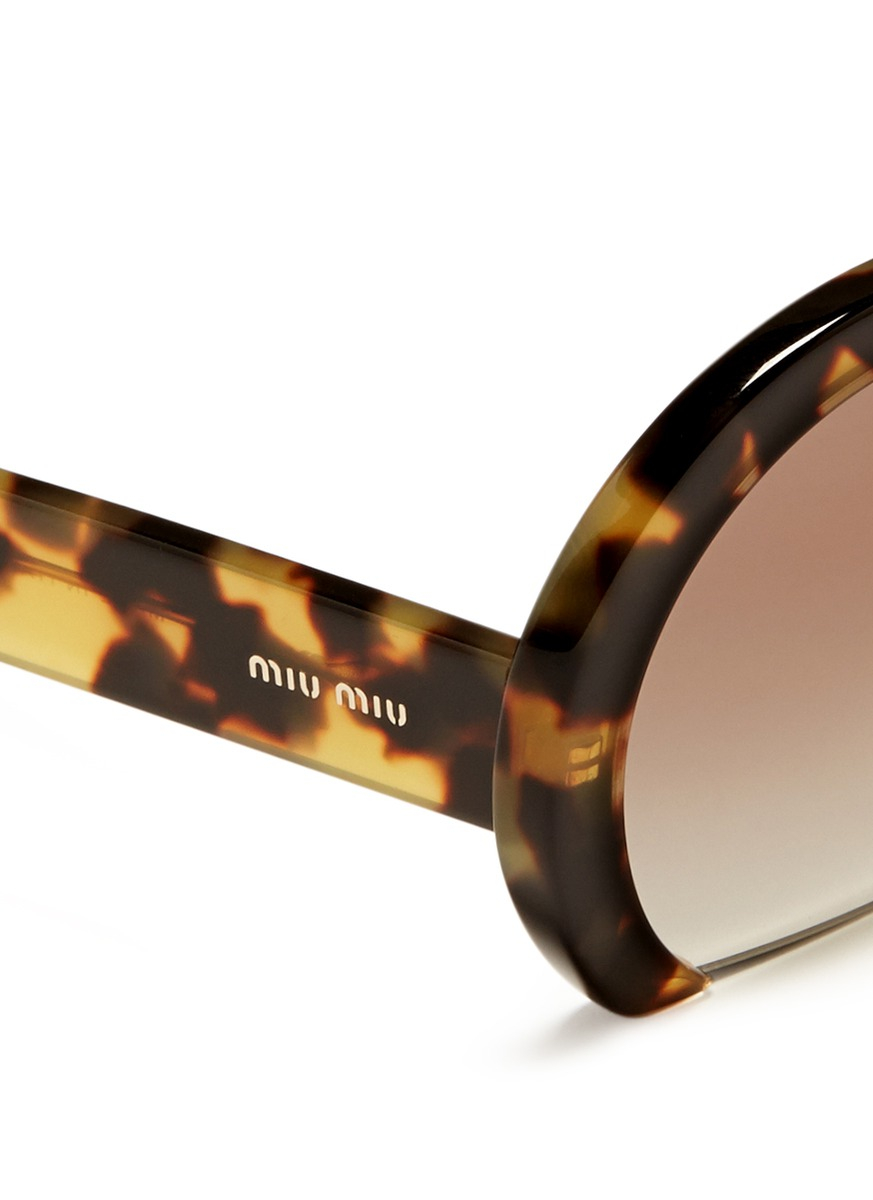 Miu Miu 'rasoir' Half Rim Tortoiseshell Acetate Sunglasses | Lyst