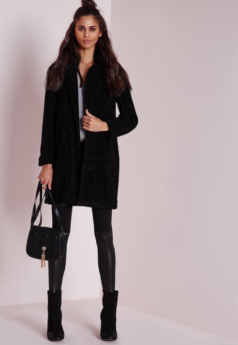 Black Teddy Fur Coat With Hood Tradingbasis Longline Double Ted Teddy Fur Coat Black Coats And Jackets