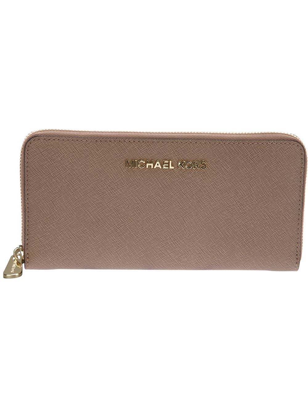 Michael Kors Jet Set Continental Wallet in Natural | Lyst