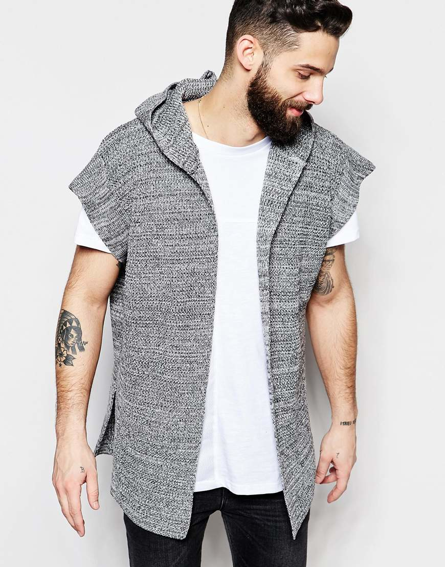 hooded sleeveless cardigan
