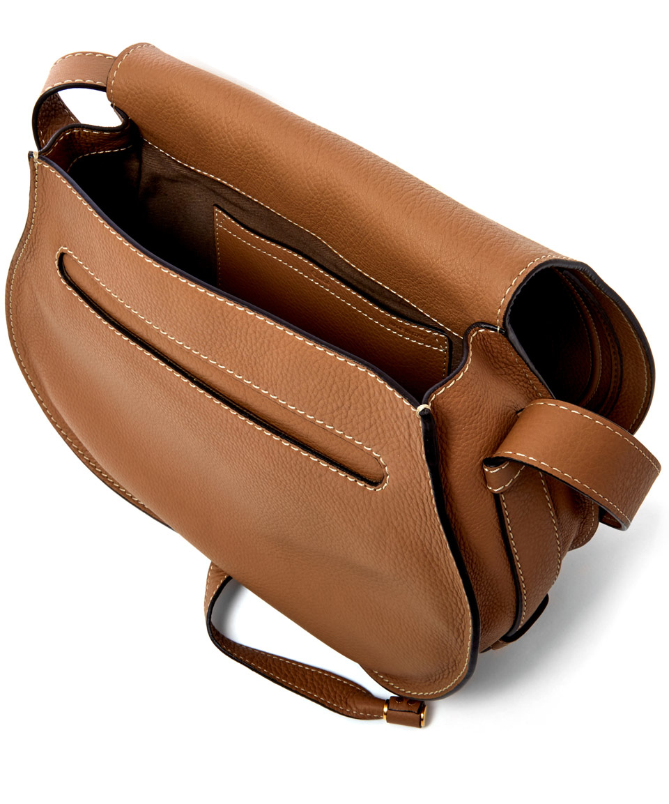 Chloé Medium Light Brown Marcie Leather Saddle Bag in Brown Lyst